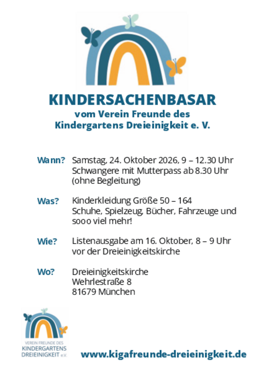 Flyer: Kindersachenbasar Dreieinigkeitskirche München-Bogenhausen