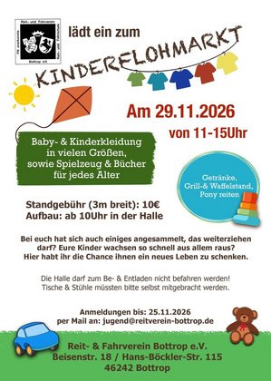 Flyer: Kinderflohmarkt am 29.11.2026 beim Reitverein Bottrop eV