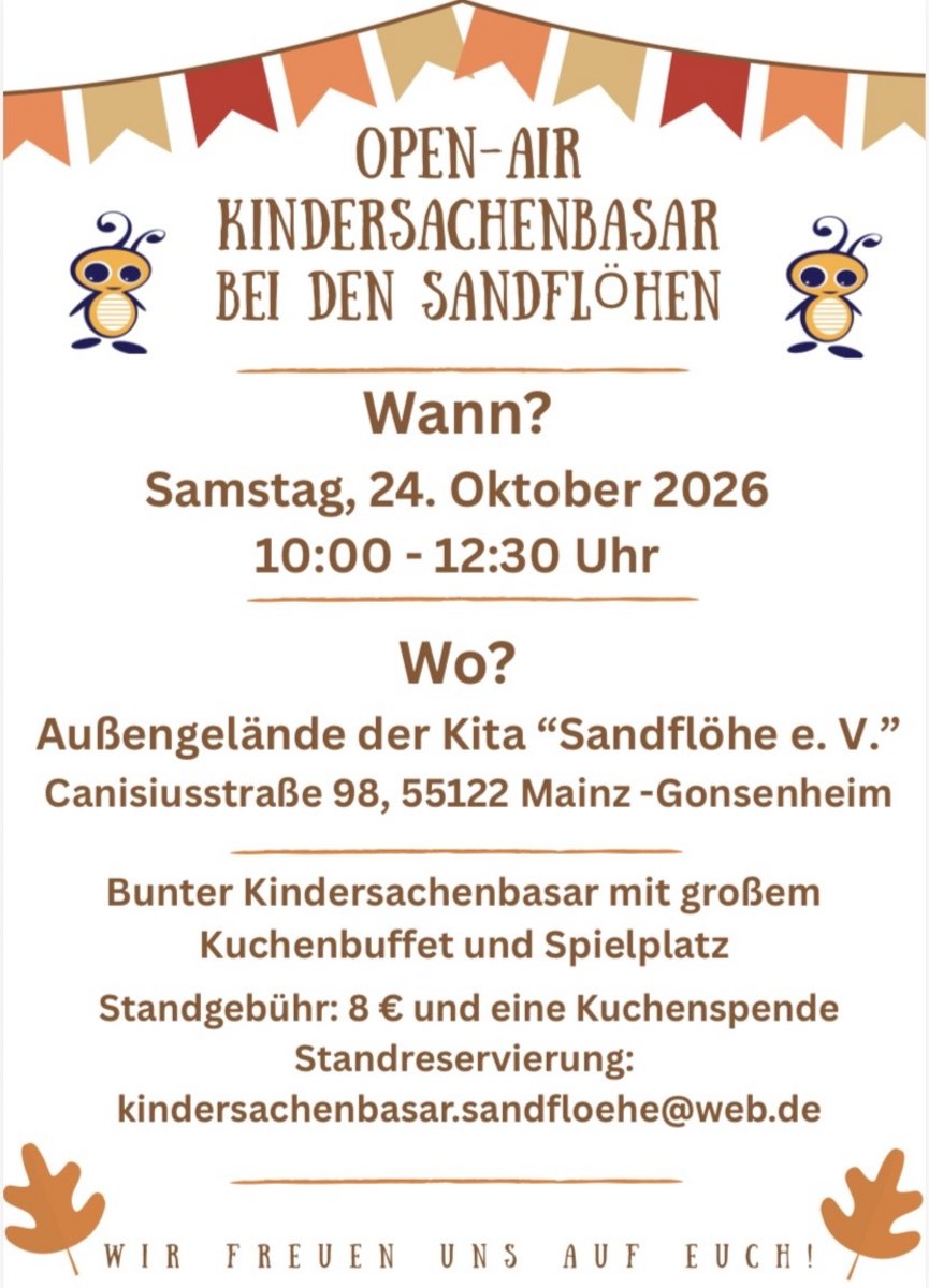Flyer: Open-Air Kindersachenbasar Kita die Sandflöhe