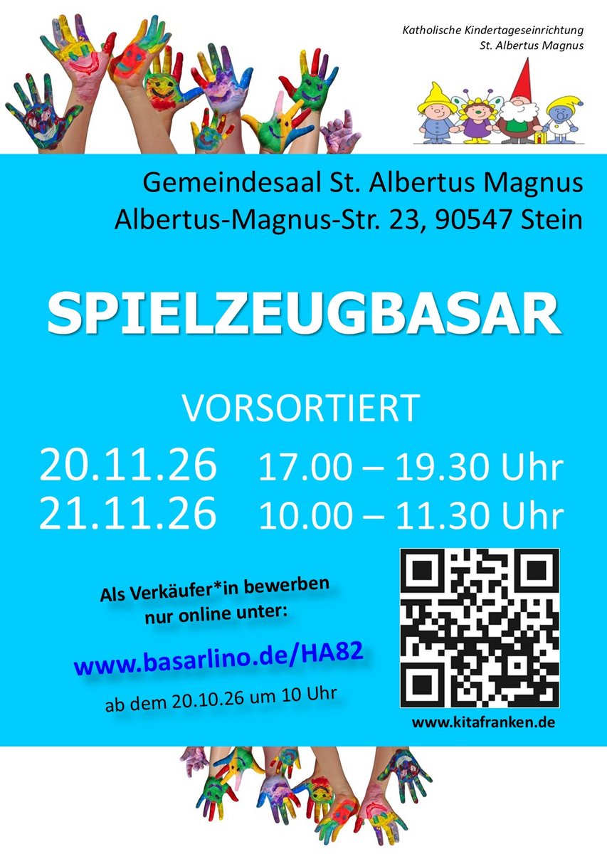 Flyer: Spielzeugbasar Kita St Albertus Magnus in Stein 2026