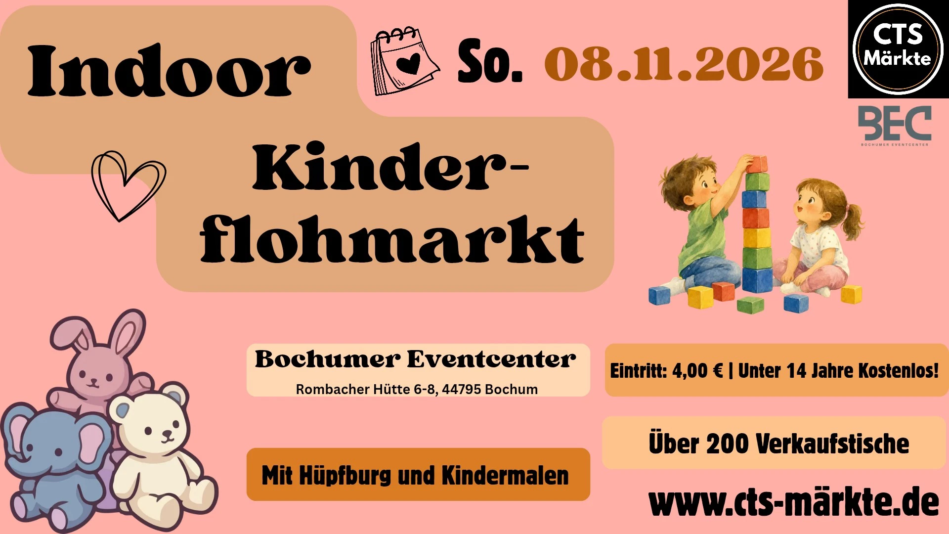 Flyer: Großer Indoor Kinderflohmarkt im Bochumer Eventcenter